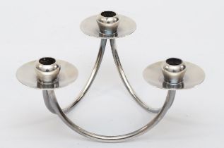 A Danish silver plated triple candelabra, 14cm