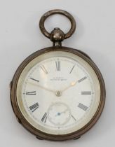 Waltham, an Edwardian silver key wind open face pocket watch, Birmingham 1905, signed and numbered