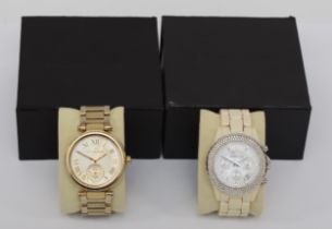 Michael Kors, a stainless steel gold plated quartz ladies wristwatch, SKYLAR MK- 5867, together with