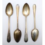 A George III Scottish silver set of four Old English pattern table spoons, by FH, Edinburgh 1803,