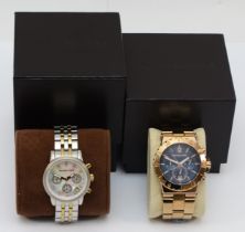 Michael Kors, two stainless steel ladies quartz chronograph wrist watches, RITZ MK-5057, BEL AIRE