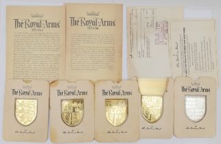 The Danbury Mint, five silver proof medallions from the Royal Arms collection, produced in