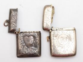 A Victorian silver vesta case, Birmingham 1898 and another 1913, 57gm