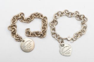 Tiffany & Co, a silver identity bracelet with heart shaped tag, 17cm, together with a similar