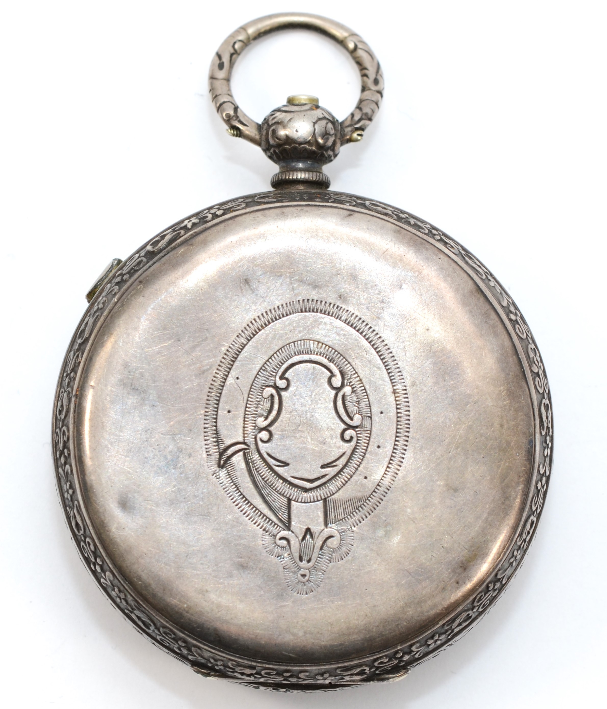 A Victorian silver open face key less wind Patent Lever Chronograph pocket watch, Birmingham 1866, - Image 2 of 3