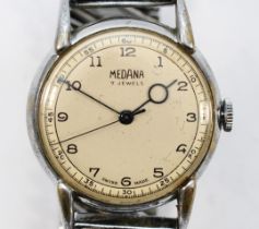 Medana, a chrome plated manual wind vintage gentleman's wristwatch, 30mm, working when catalogued