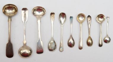 Ten various silver Georgian and later condiment spoons, 67gm