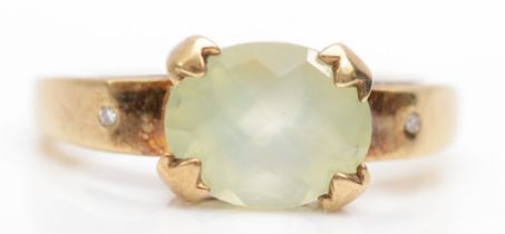 A 9ct gold green gemstone cocktail dress ring, Q, 3.8gm.