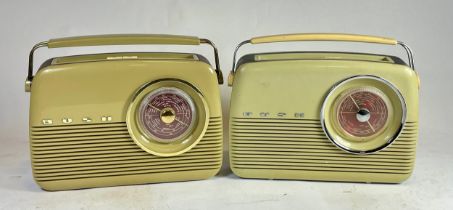 A 1960s portable Bush radio, type TR82C, together with a later reproduction example. (2)