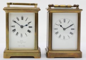 A 20th century brass cased carriage clock, together with a 20th century Jays French brass carriage