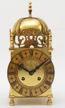 A contemporary Augustus Schatz & Sohne of Germany brass cased lantern clock with striking bell, 23cm