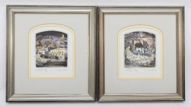 A framed pair of Graham Clarke's hand coloured prints, Ltd editions 'Ruble Yard' 209/400, 'Old Jack'