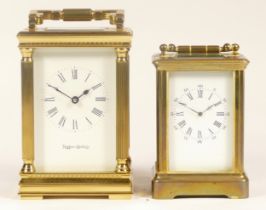 A 20th century Mappin & Webb brass cased carriage clock, 14.5cm high, together with a 20th century