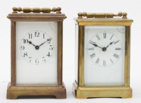 A 20th century brass cased carriage clock, 14cm high together with a 20th century French brass