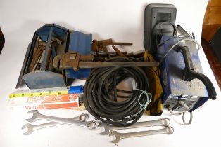 A Powercraft 3078 Arc welder 40-160 amps, together with a quantity of hand tools, including spanners