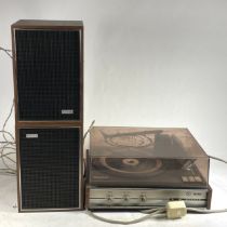 A mid 20th century Fidelity cased portable record player together with a Phillips Boots Audio record