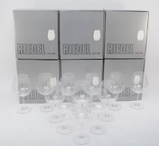 Twelve boxed as new Riedel crystal large wine glasses, with original labels.