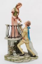 A 20th century Capodimonte painted porcelain figure, Romeo & Juliet, signed Cortese, bearing blue