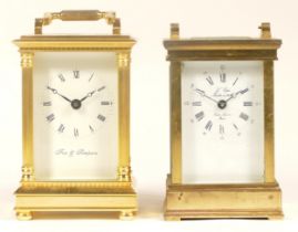 A 20th century Fox & Simpson brass cased carriage clock, 16cm high together with a 20th century