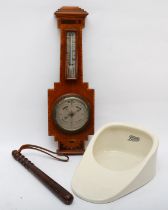 An Art Deco walnut cased Ben Franks of Hull hanging barometer, 57cm long, together with Boots