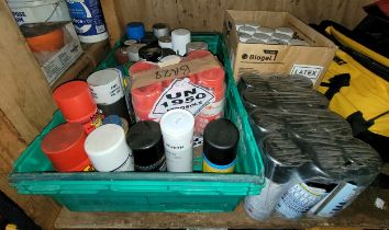 Used and unopened aerosol cans to include twelve spray grease lubricants, spray paints and others.