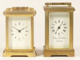 A 20th century Charles Frodsham brass cased small carriage clock, 11cm high together with a 20th