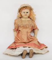 Wheel House Waterloo Bridge, A 20th century wax articulated limbed clothed female doll, 56cm long