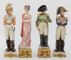 Two 20th century Capodimonte porcelain Napoleon soldiers, signed B. Merli and blue crown marks, 27cm