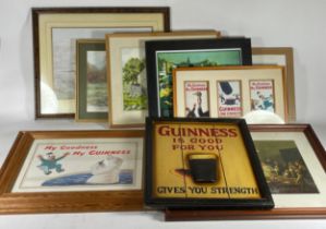 A collection of various framed prints, to include advertising Guinness, motor racing, railway