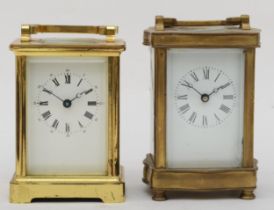 Two 20th century brass cased carriage clocks, each 15cm high.