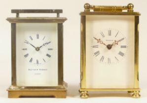A 20th century Matthew Norman brass cased carriage clock, 15cm high together with a Dominion brass