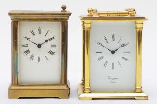 A 20th century Rapport brass cased carriage clock, 13cm high, together with a 20th century brass