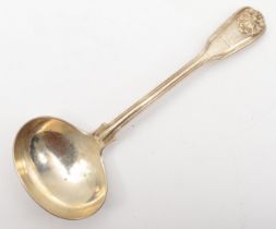 A William IV silver shell, thread and fiddle pattern sauce ladle, by William Theobalds, London 1832,