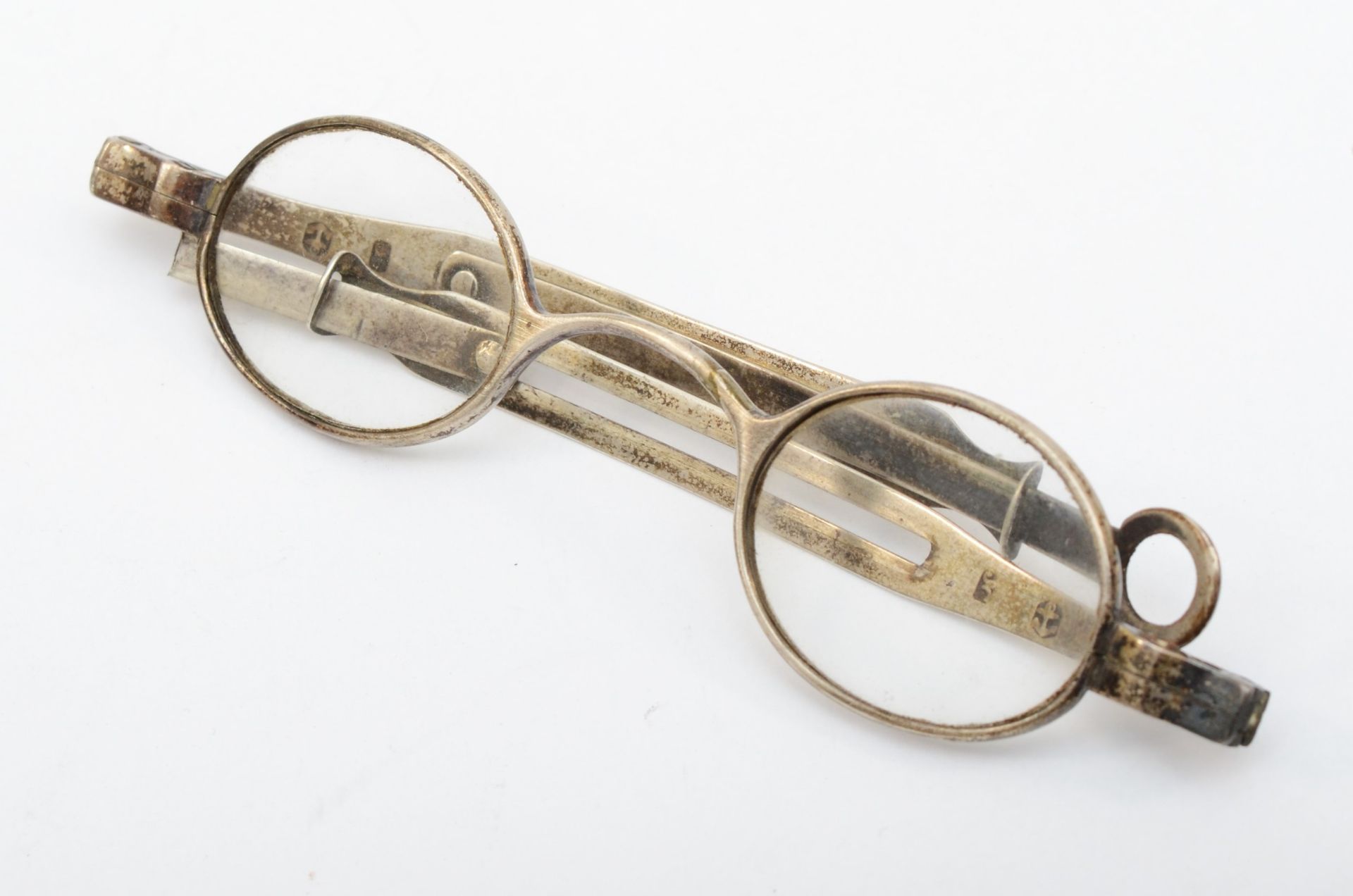 A George III silver pair of spectacles, maker JC, lion passant and Birmingham anchor only, one - Image 3 of 3