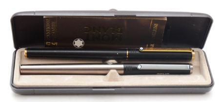 Mont Blanc, a black plunger fill fountain pen with gold plated nib and a Mont Blanc BEHR plunger