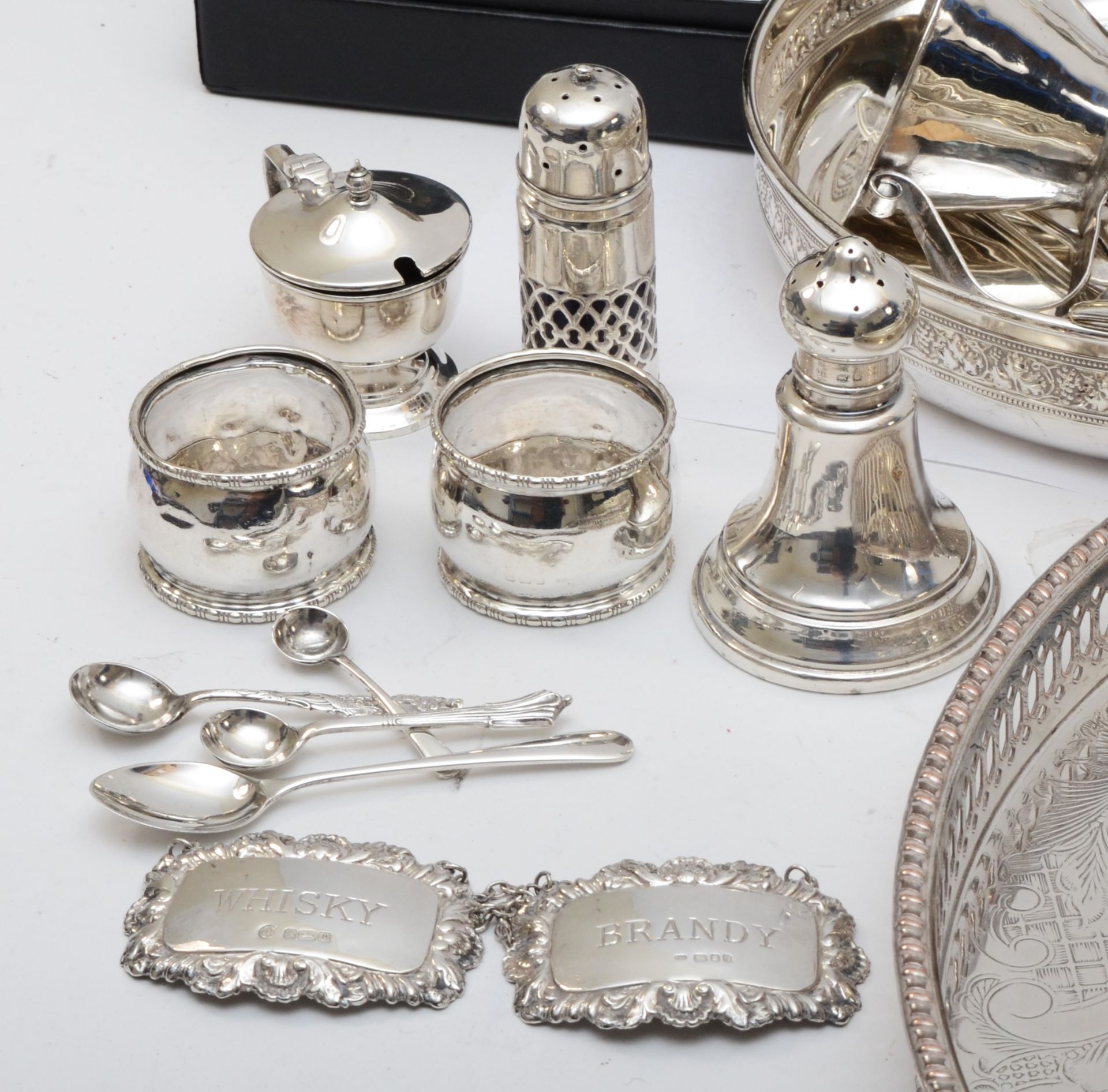 A group of silver items to include a Victorian bell bottomed pepper pot, London 1901, 7.5cm, - Image 2 of 2