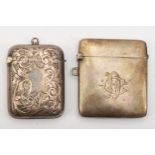 An Edward VII silver vesta case with chased foliate scroll decoration, by G Loveridge & Co,
