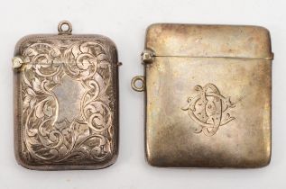 An Edward VII silver vesta case with chased foliate scroll decoration, by G Loveridge & Co,