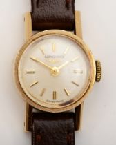 Longines, a 9ct gold cased ladies wrist watch, London 1965, the dial with baton numerals, 17