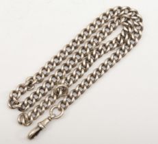 An early 20th century silver pocket watch chain, 42cm, 47gm.