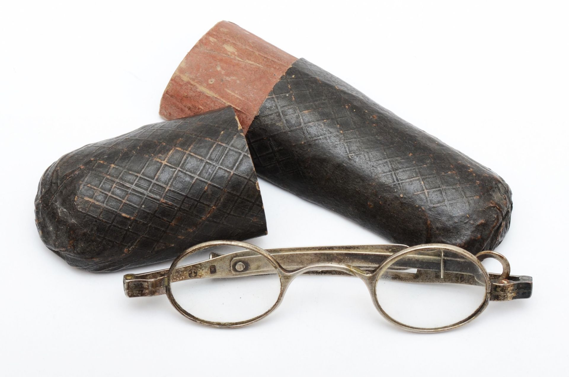 A George III silver pair of spectacles, maker JC, lion passant and Birmingham anchor only, one