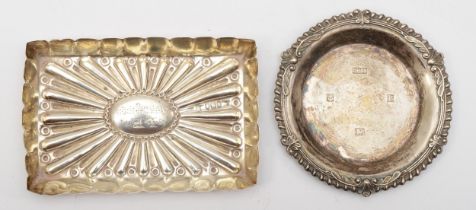 A Victorian silver rectangular embossed pin dish, by Goldsmiths & Silversmiths Co, London 1899, 11.5