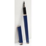 Mont Blanc Noblesse Oblige, a blue cartridge fountain pen with 14K white gold nib