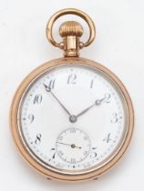 Connard & Son LTD, Southport, a gold plated open faced key less wind pocket watch, the enameled dial