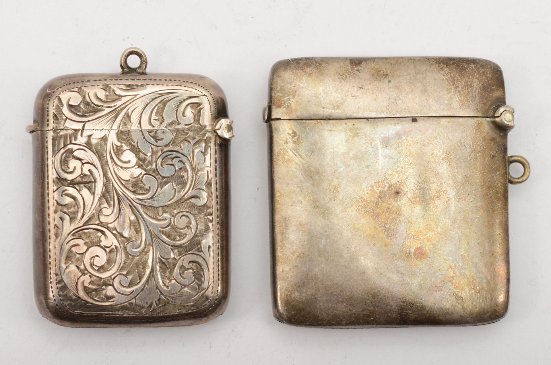 An Edward VII silver vesta case with chased foliate scroll decoration, by G Loveridge & Co, - Image 2 of 2