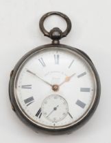 Thomas Russel & Son, a silver cased open faced key wind pocket watch, Chester 1891, the enameled