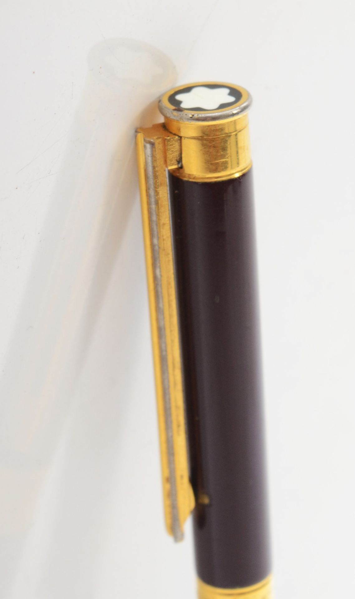 Mont Blanc Noblesse, a burgundy ball point pen, worn plating, no cartridge - Image 2 of 2