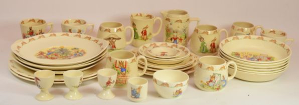 Royal Doulton Bunnykins; bowls, jugs and egg cups and other dinnerwares