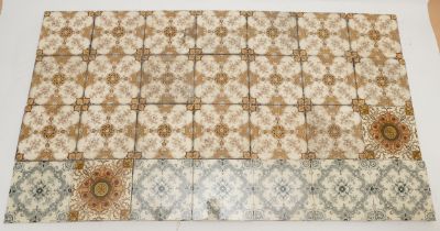 A group of thirty three Edwardian transfer printed ceramic tiles, each 15.5cm square.