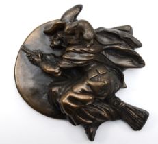 Pendelfin; a metallion Pendle Witch wall plaque, 22cm diameter